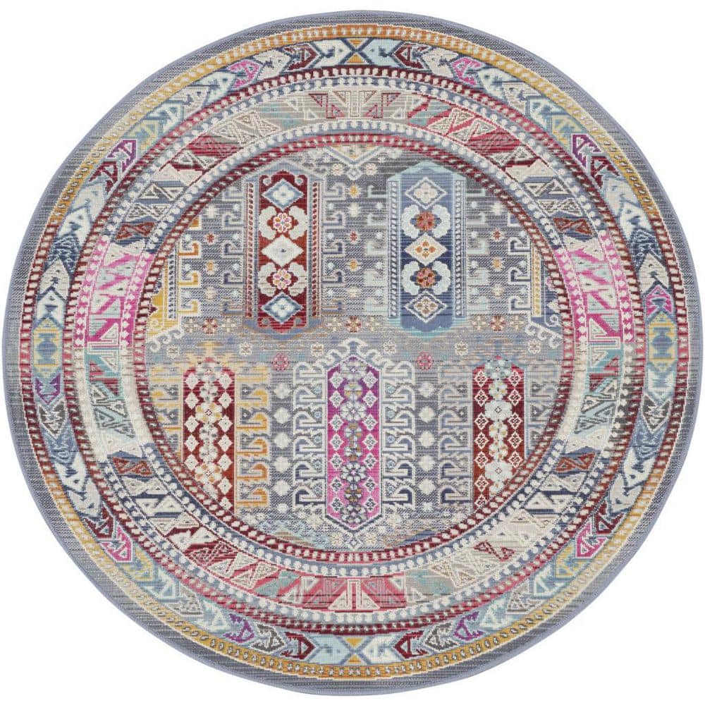 Floyd Home Rug HomeRoots 2 ft. x 4 ft. Gray Floral Washable Area Rug 2000552440 - The ...
