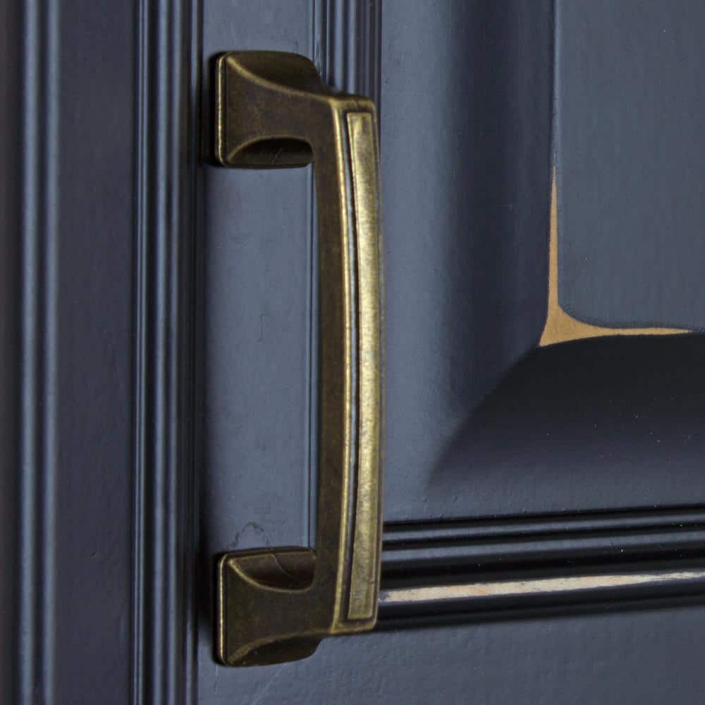 Antique Brass 3" Center-to-Center Deco Cabinet Pull
