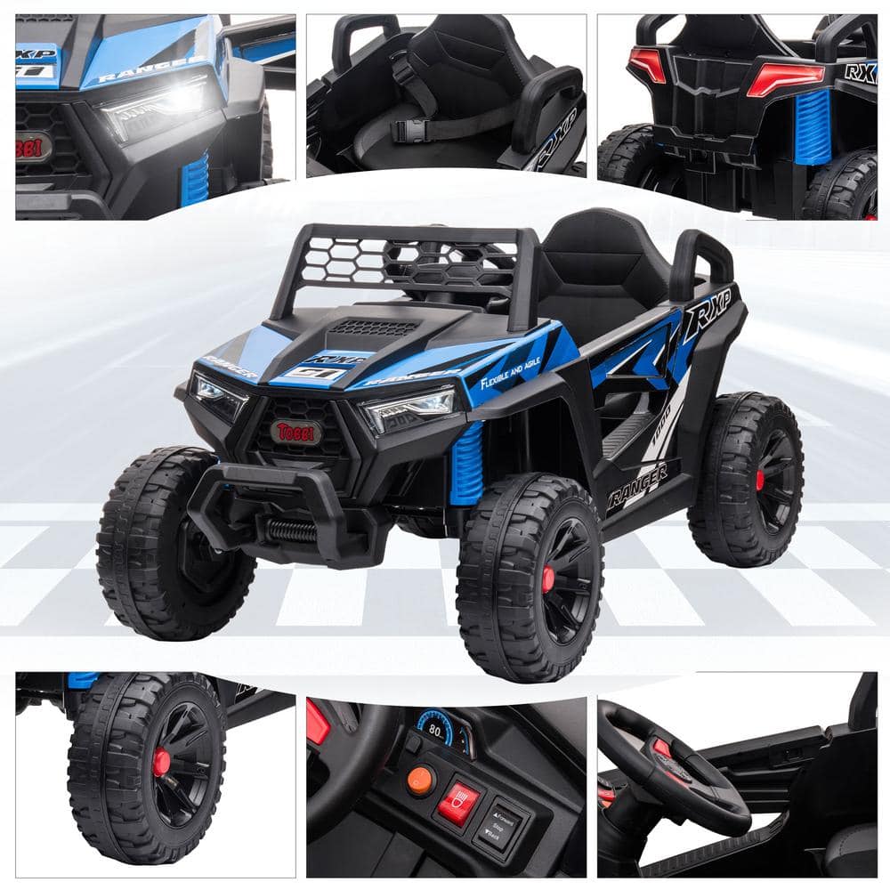 Black 12V Kids Ride-On UTV with LED Lights and Horn