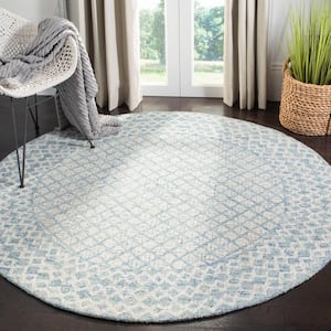 Abstract Blue/Ivory 6 ft. x 6 ft. Round Geometric Area Rug