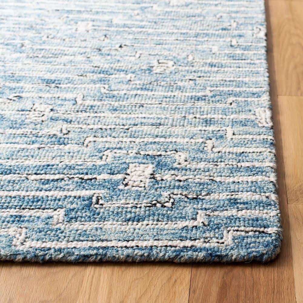 Handmade Light Blue Wool Tufted Square Rug 5'
