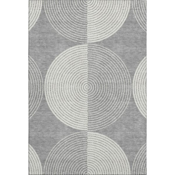 Mayfield Premium Machine Washable Abstract AMF2275 Gray 3 ft. x 5 ft. Area Rug