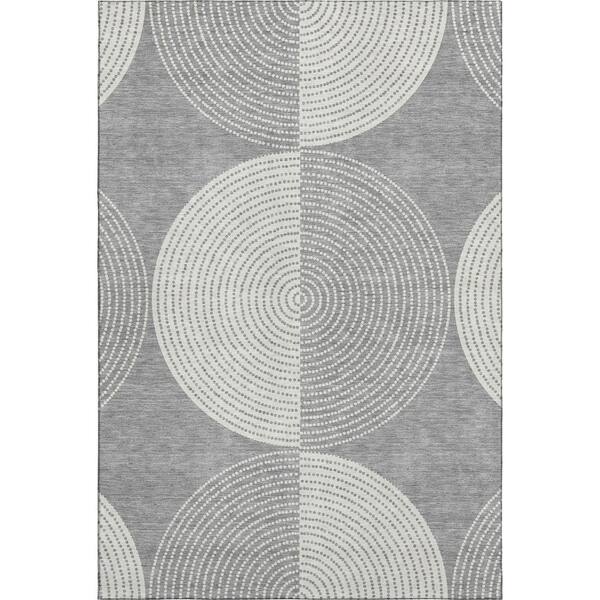 Mayfield Premium Machine Washable Abstract AMF2275 Gray 5 ft. x 7 ft. 6 in. Area Rug
