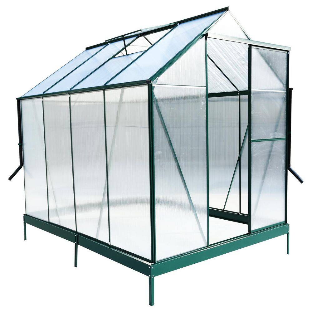 6 Ft. W x8 Ft. D Polycarbonate Heavy Duty Frame Outdoor Walk-in Greenhouse with Rain Gutter In Green price history on PriceWatchPro