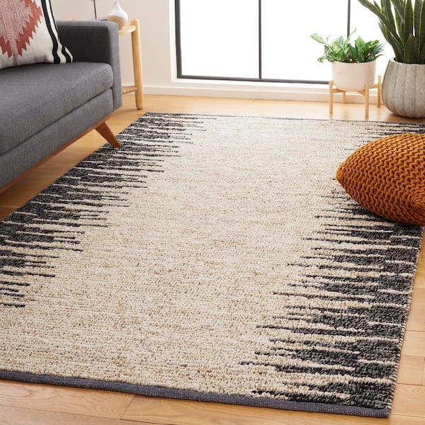 Natural Fiber Bleach/Black 6 ft. x 9 ft. Transition Marle Area Rug