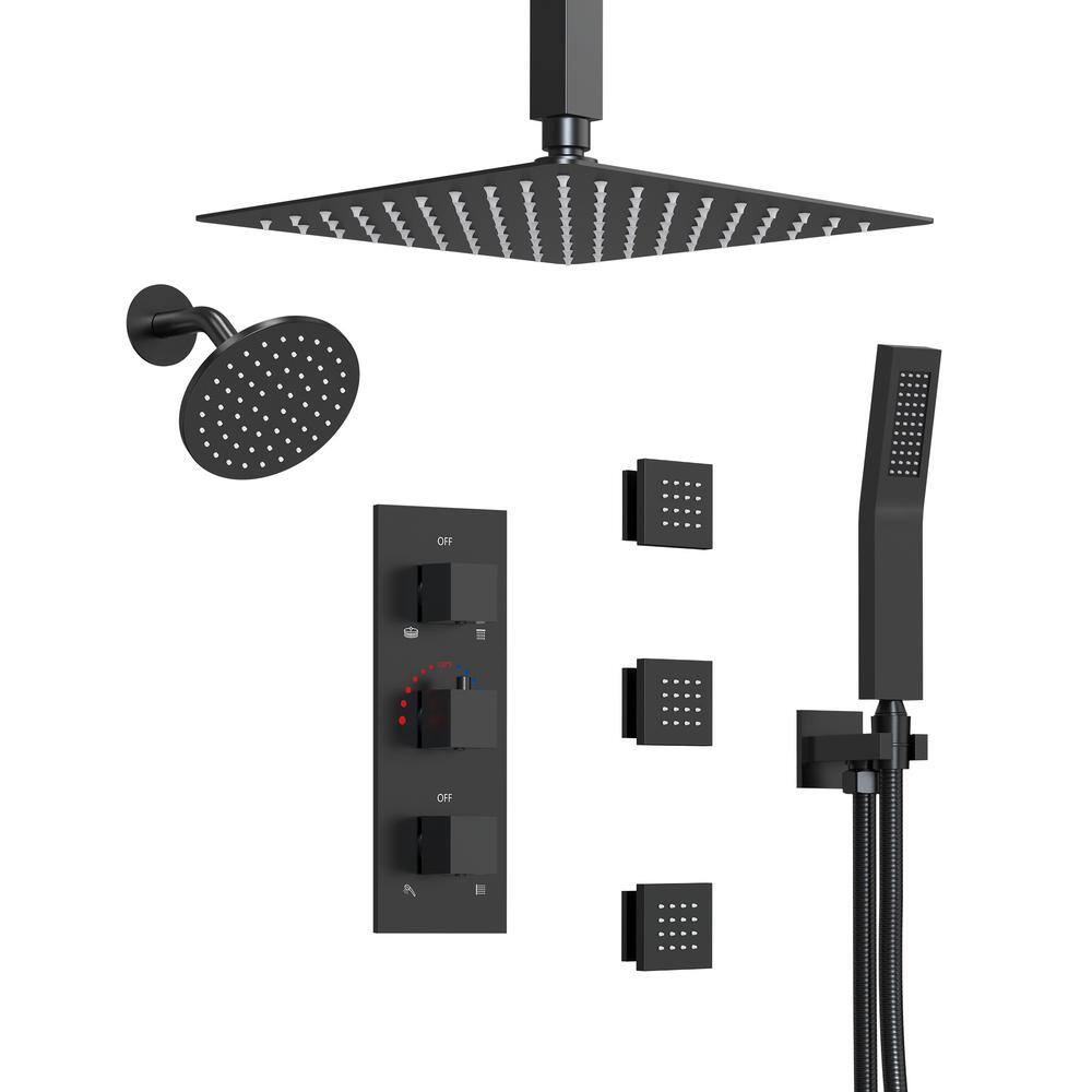 EVERSTEIN 8Spray Patterns 2.5 GPM 12, 6 in. Dual Shower Head Wall and