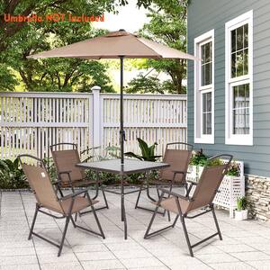 5-Piece Metal Square Outdoor Dining Set in Brown