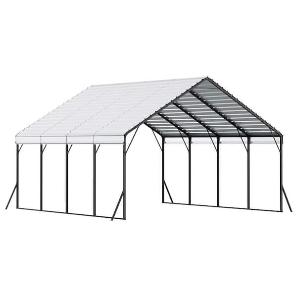 Heavy Duty Metal Carport, Car Garage Shade with Removable Sidewalls, 20 x 20 ft. Outdoor Carport with Sturdy Frame