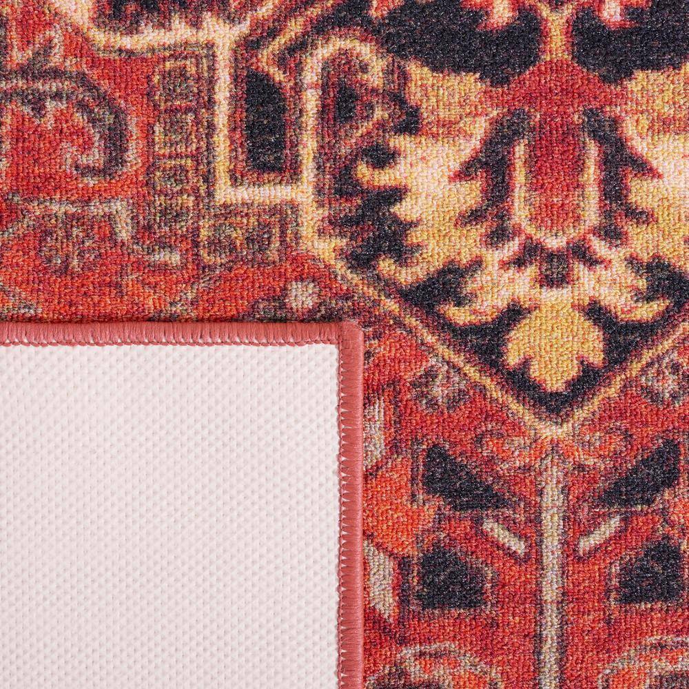 Vintage Charm Easy-Care Red Synthetic 4' x 6' Rectangular Rug