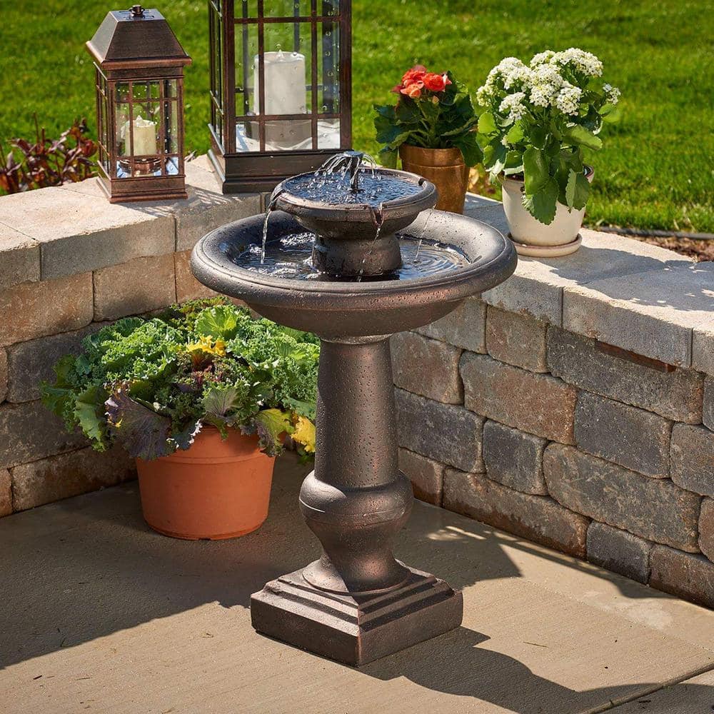 Chatsworth Bronze Solar Powered 2-Tier Outdoor Fountain
