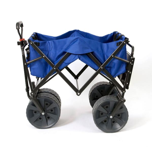 Collapsible Foldable Outdoor Utility Wagon Cart with All Terrain Wheels Blue 