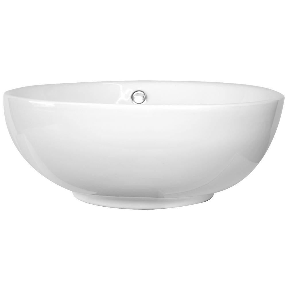 Sutherland 17'' White Ceramic Round Above-Counter Bathroom Sink