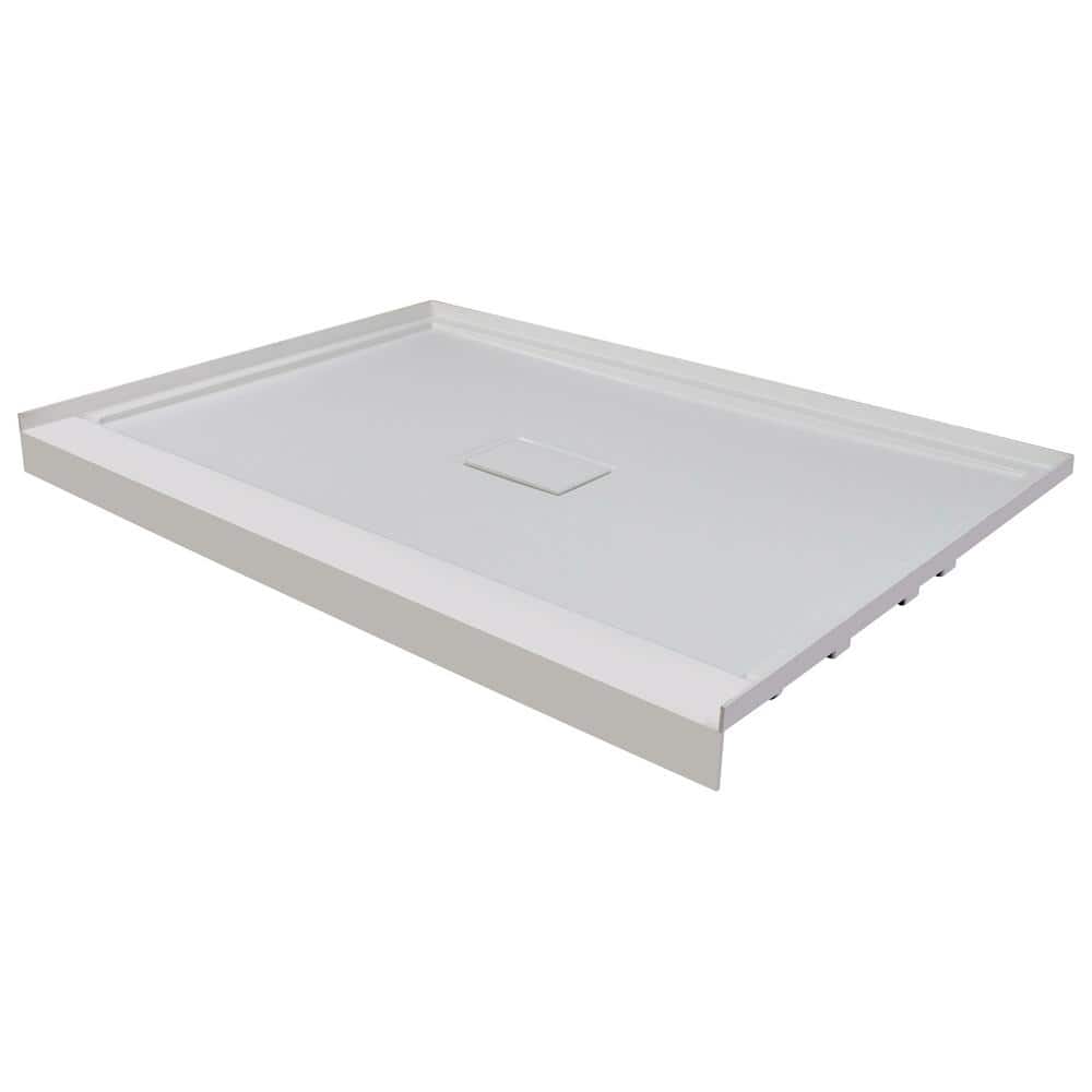 Gray 48'' Rectangular Low Threshold Shower Base with Center Drain