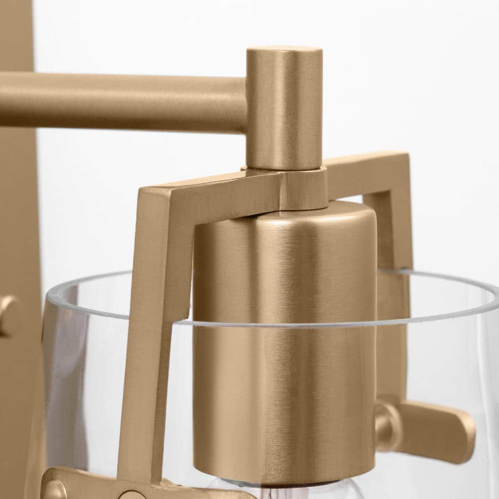 Satin Brass and Clear Glass 1-Light Wall Sconce