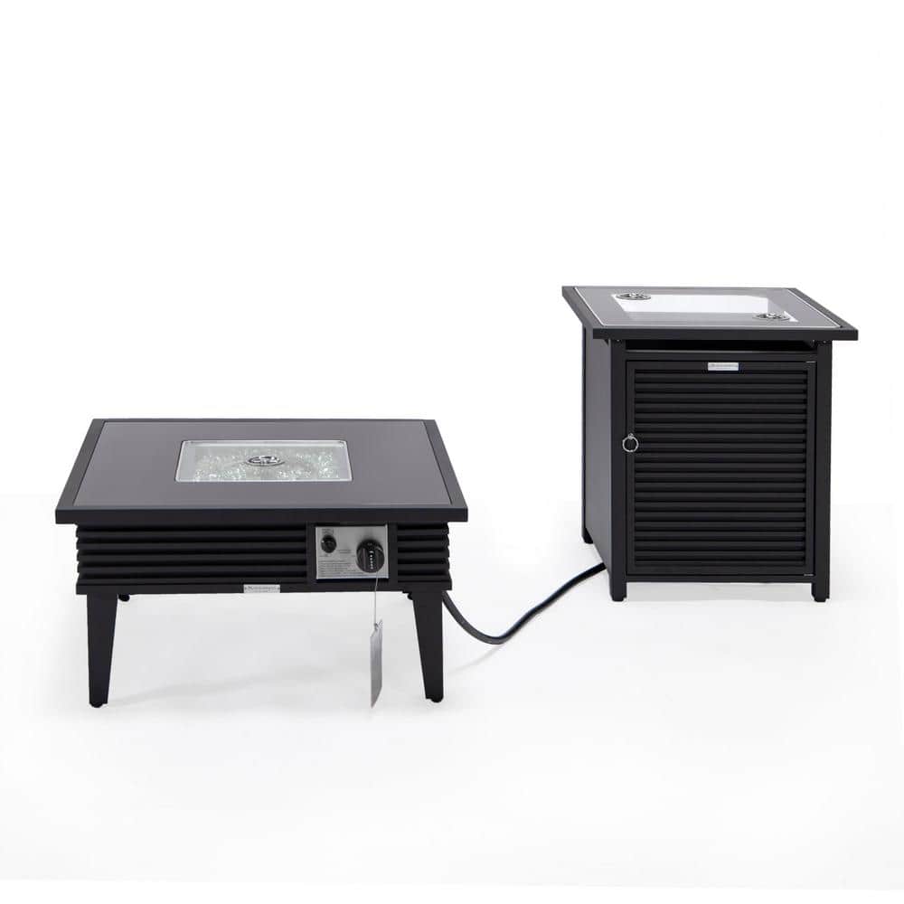 Walbrooke Patio Square Fire Pit and Tank Holder with Slats Design (Black) price history on PriceWatchPro