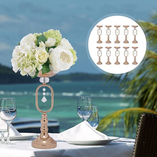 YIYIBYUS 15.6 in. Tall Metal Candle Holder Wedding Decoration Flower  Arrangement Vase in Gold (10-Pieces) CF-ZJ5761-101 - The Home Depot