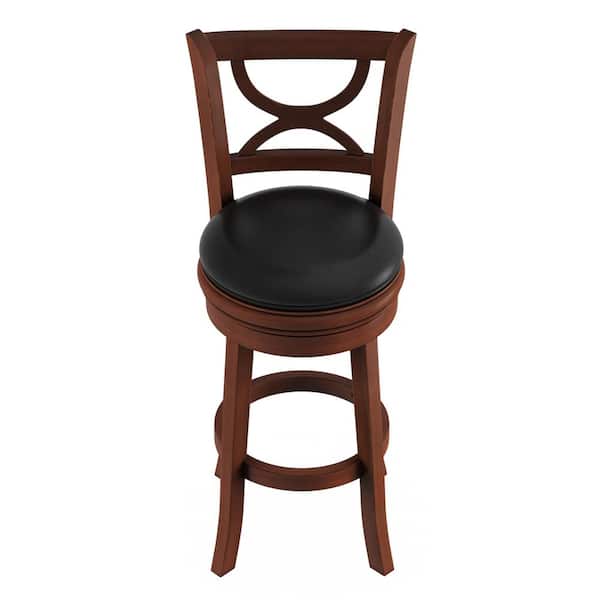 29-Inch in Dark Cherry Finish with Faux Leather Set 2 Country Series Bar Stool 