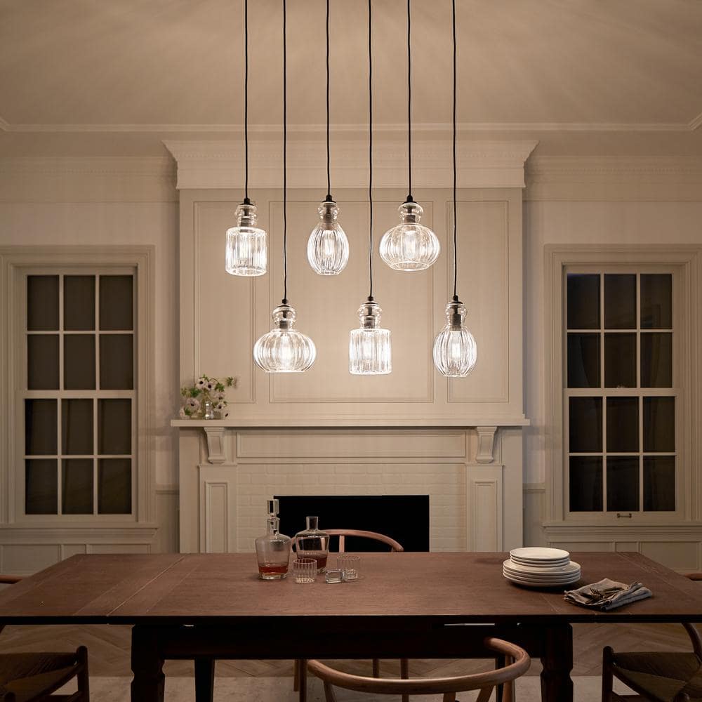 Distressed Bronze 35.5'' Wide Ceiling Chandelier with Clear Glass Shades