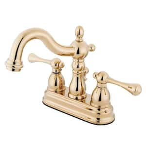 Heritage 4 in. Centerset 2-Handle Bathroom Faucet in Polished Brass