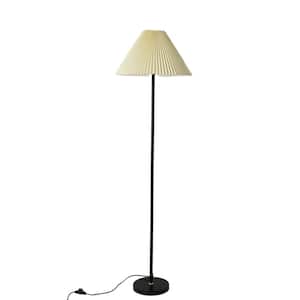 61 in. Black Tree Floor Lamp With White Fabric Mushroom Shade, With Foot Step Switch for Bedroom Dining Room Living Room