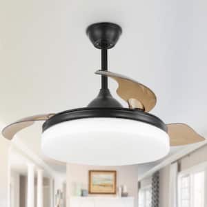 Utica 42in. LED Indoor 6-Speed Black Color-Changing Retractable Ceiling Fan with Light,remote Control