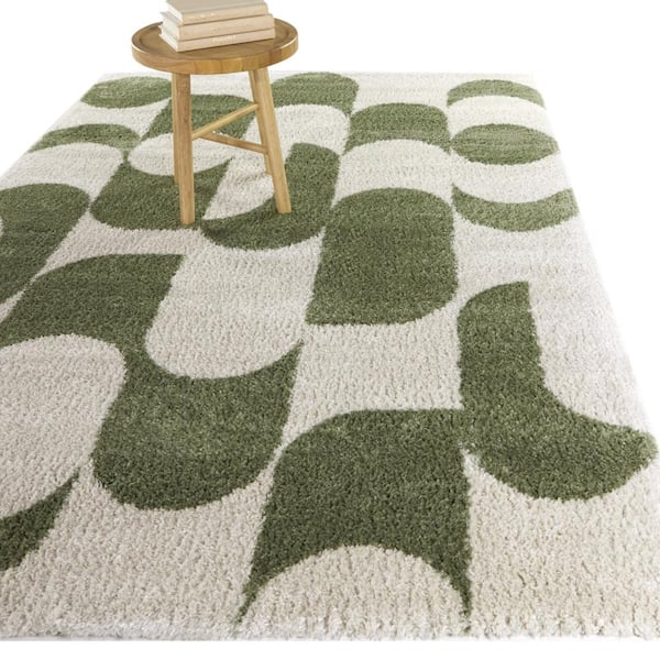 Cesaire Green 8 ft. x 10 ft. Geometric Area Rug