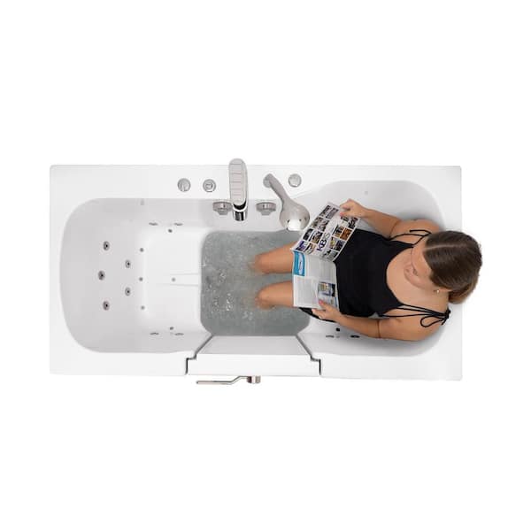 Ella Big4One 66 in. MicroBubble, Whirlpool and Air Bath Walk-In Bathtub in  White, Independent Foot Massage, Dual Drain OA3366TM5PL - The Home Depot