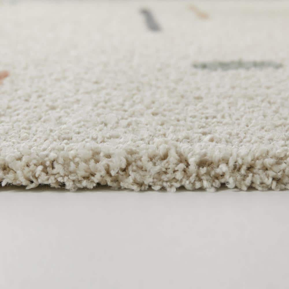 Multicolor Cream Synthetic Shag Kids' Rectangular Area Rug 4' x 6'