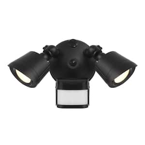 22-Watt equivalent 1500 Lumen Black Motion Sensing Integrated LED Double Flood Light