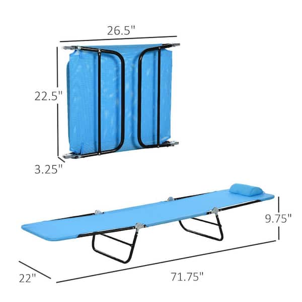 1-Piece 22 in. W x 71.25 in. D x 9.27 in. H Blue Metal Outdoor