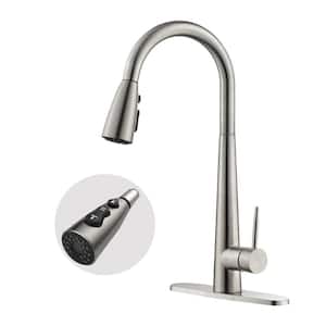 3-Spray Mode Single Handle Pull Down Sprayer Kitchen Faucet in Brushed Nickel