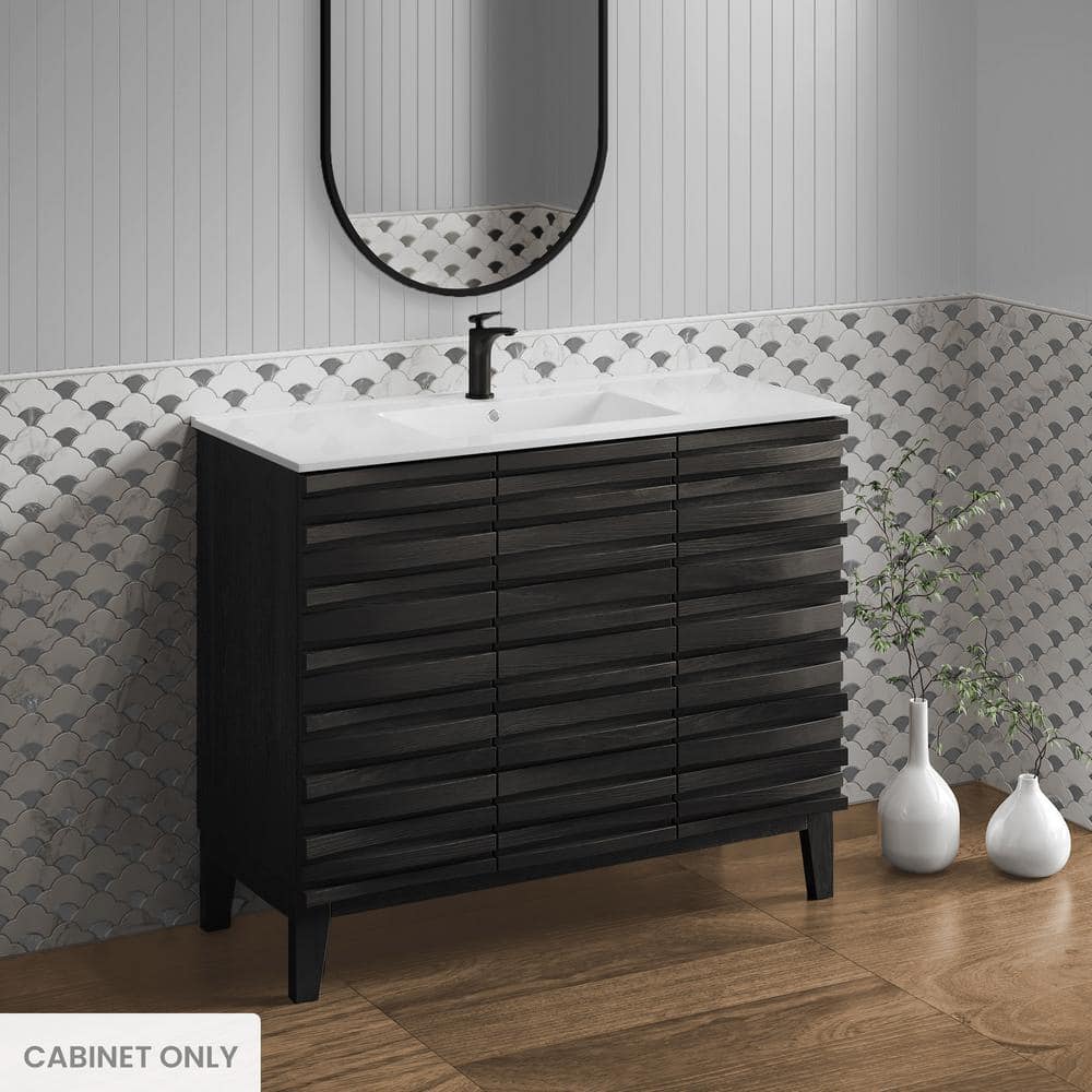Cascade 36" Black Oak Freestanding Bathroom Vanity Cabinet