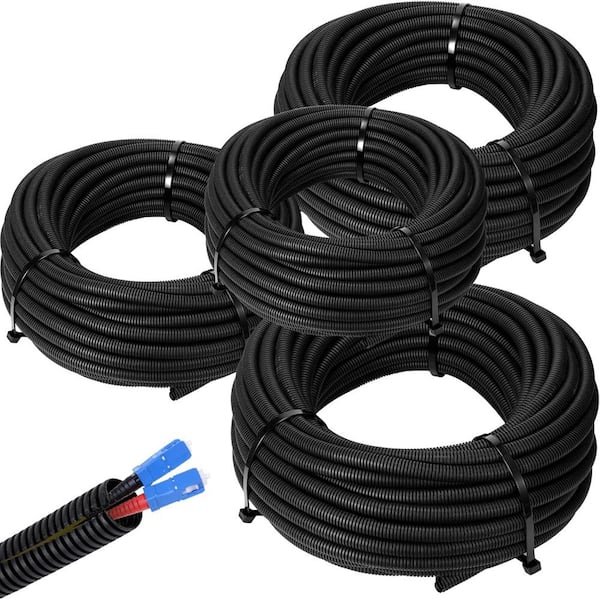 Ahfiwaso 1/4,3/8,1/2,3/4 in. x 10 ft. Black Cord Protector Split Wire Loom Flexible Tubing for Wire Management and Electronics