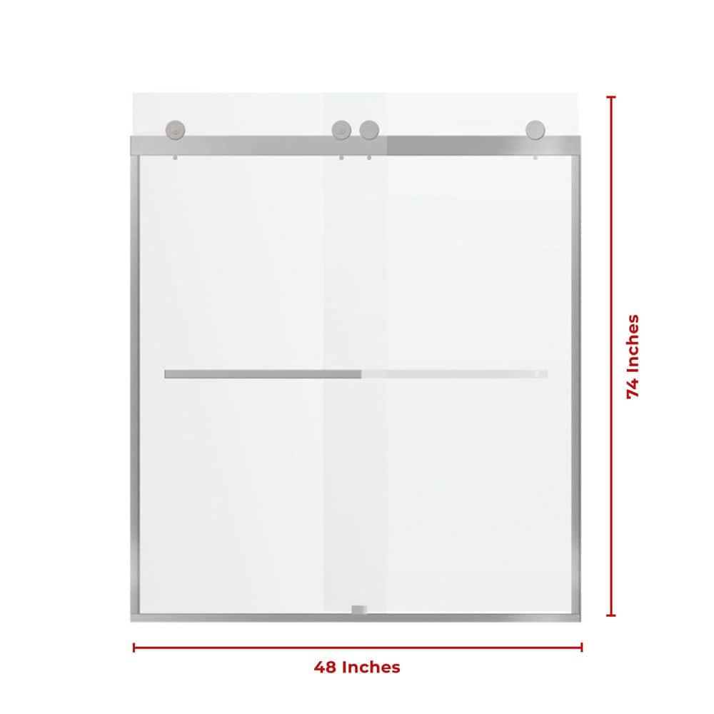 48" x 74" Chrome Frameless Double Sliding Shower Door
