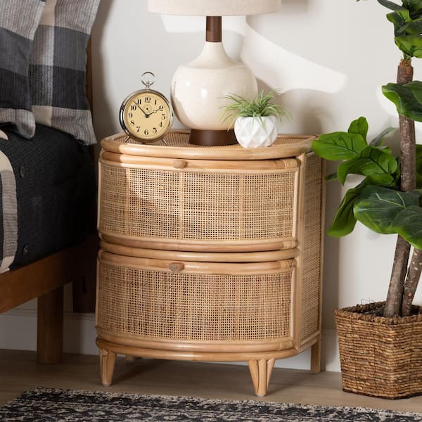 bali & pari Oleta Natural Rattan 2-Drawer Nightstand