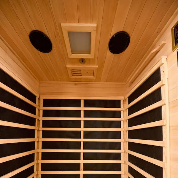 EZLIFE 2-Person Indoor Hemlock Infrared Sauna with Chromotherapy