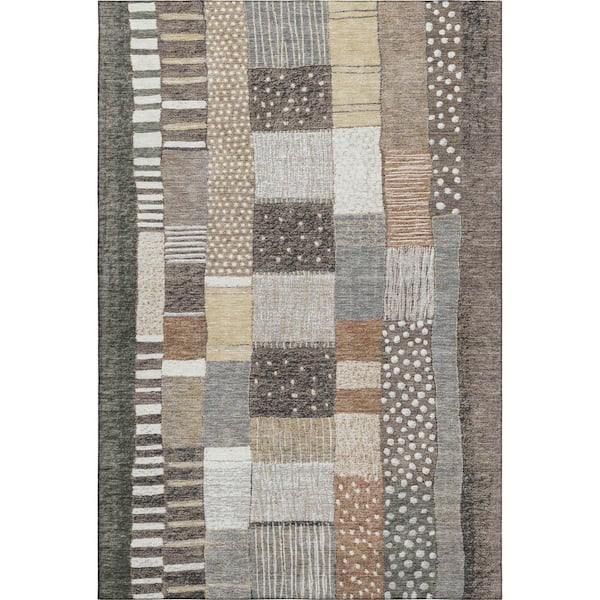 Mayfield Premium Machine Washable Abstract AMF1960 Brown 3 ft. x 5 ft. Area Rug