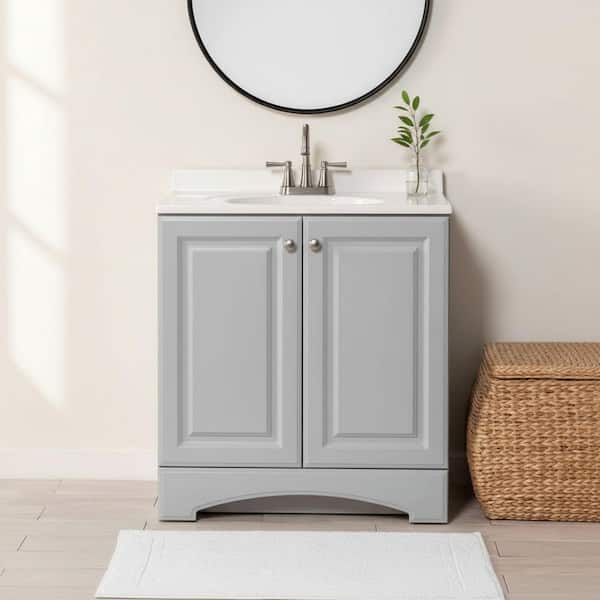 31 in. Single Sink Pearl Gray Bath Vanity with White Cultured Marble Top (Assembled)