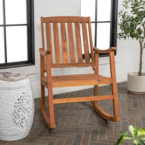 Penny Classic Slat-Back 300 lbs. Support Acacia Wood Patio Outdoor Rocking Chair in Teak