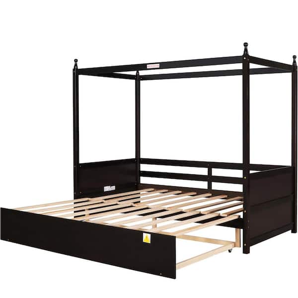 ATHMILE Espresso Twin Size Canopy Daybed