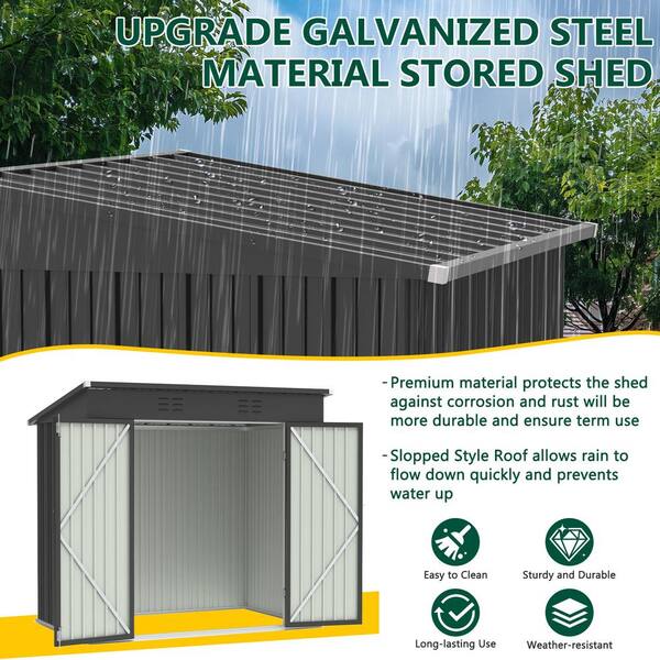 BTMWAY Dark Gray Upgrade 6 ft. W x 4 ft. D Galvanized Steel