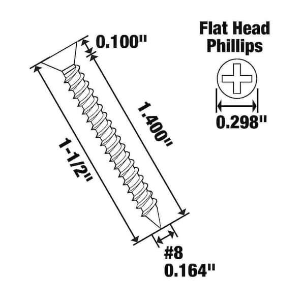#8 x 1-1/2 in. Zinc Plated Phillips Flat Head Sheet Metal Screw (6-Pack)