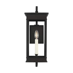 Cupertino 19.125 in. H Textured Black Outdoor Hardwired Medium Bracket Wall Lantern Sconce with No Bulbs Included