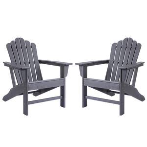Classic Gray Plastic Outdoor Patio Adirondack Chair (Set of 2)