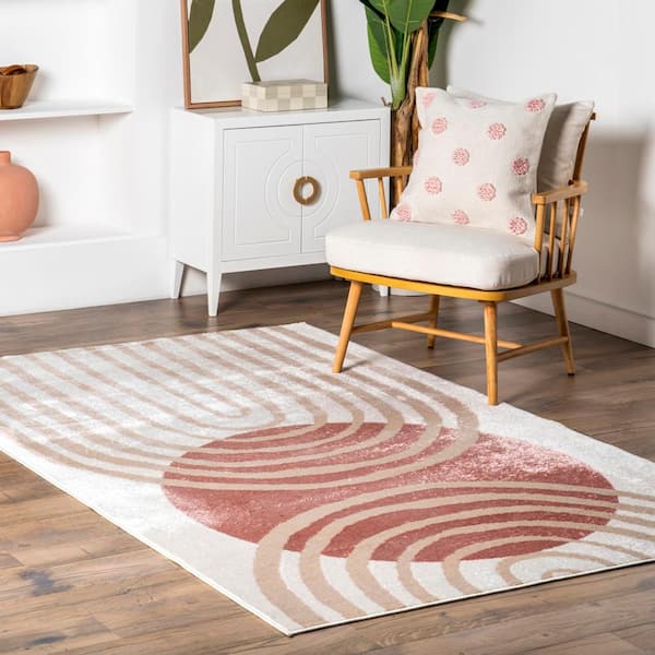 Shandra Abstract Sky Blush 8 ft. x 10 ft. Area Rug