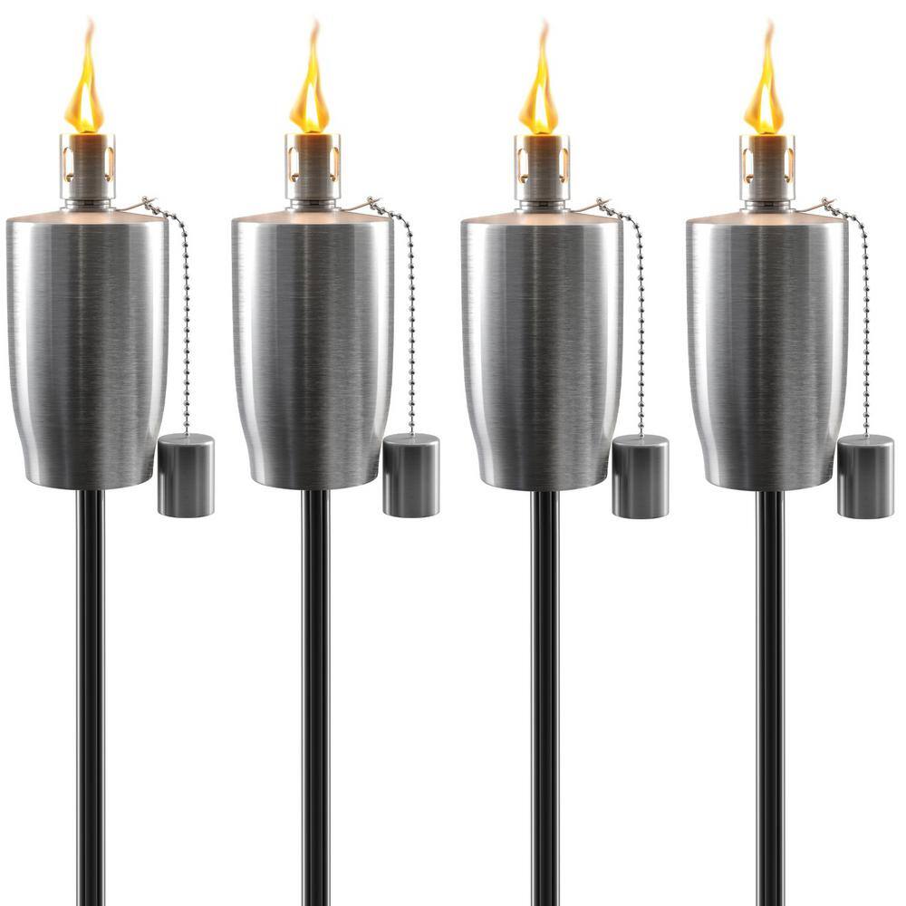Outdoor Torches with Wick and Snuffer Cap Set of 4(Barrel), Citronella Oil Lamp, 3 in. x 60 in. Metal Oil Outdoor Torch price history on PriceWatchPro