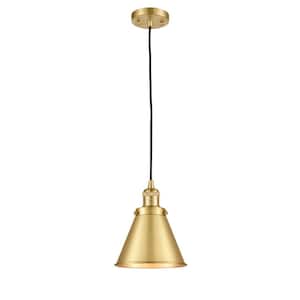 Appalachian 1-Light Satin Gold Cone Pendant Light with Satin Gold Metal Shade