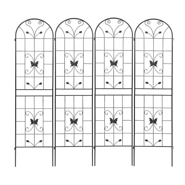 86 .7 in. Metal 4 Pack Garden Trellis in Black
