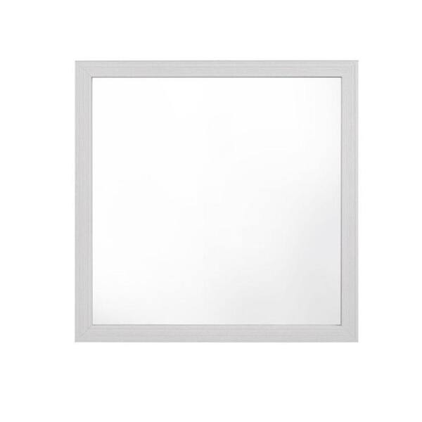 Benjara 1 in. W x 40 in. H White and Gold Square Wood Frame Modern Wall Mirror BM275717 The