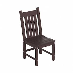 Hayes HDPE Plastic All Weather Outdoor Patio Armless Slat Back Dining Side Chair in Dark Brown